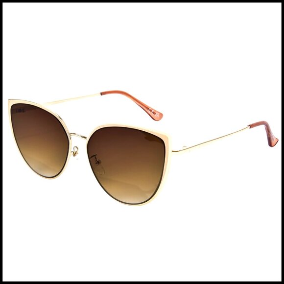 Metal Frame Cat Eye Sunglasses Oversized UV400 Protection Vintage main image 4